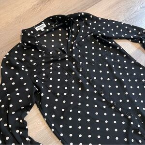 Express Women’s Black and White Polka Dot Button-Up Shirt Size XS
